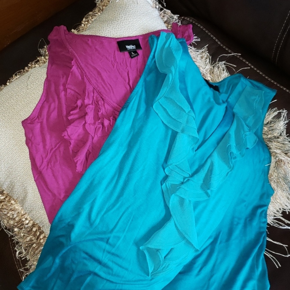 Two Ruffled tanks.  Size Medium and Large
